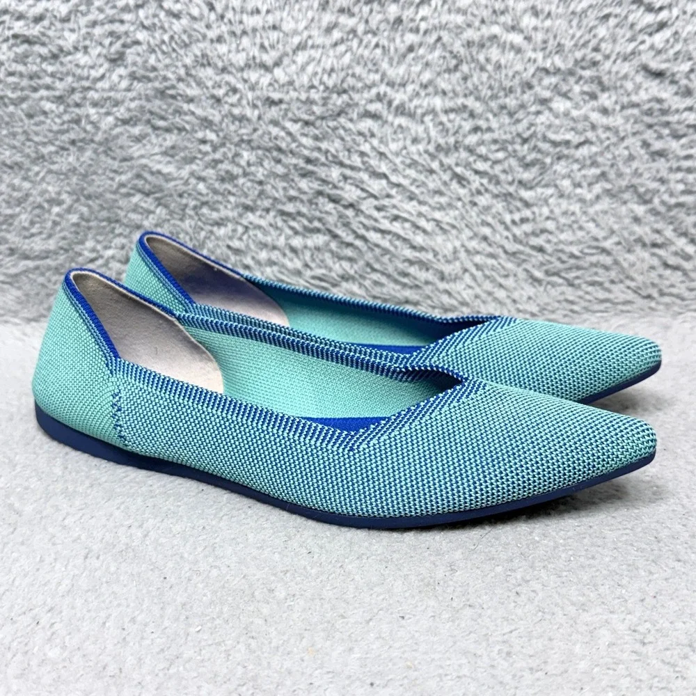 Rothy's The Point Womens Size 8.5‎ Slip On Ballet Flats Shoes Aquamarine Retired